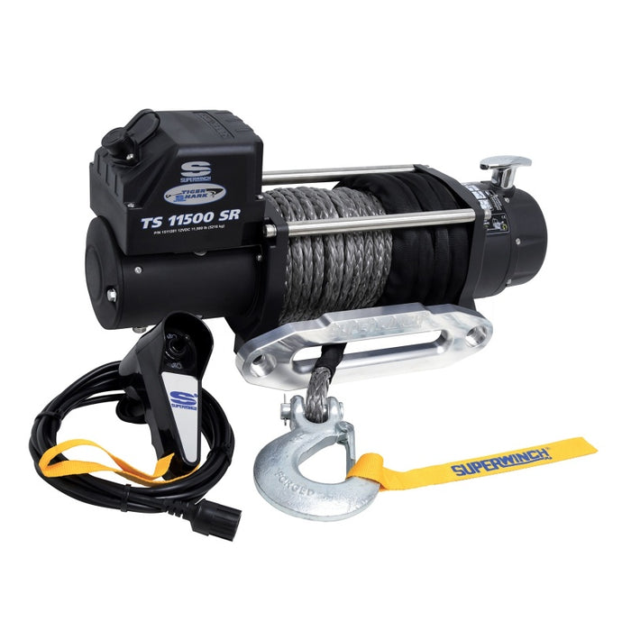 Superwinch 11500 LBS 12V DC 3/8in x 80ft Synthetic Rope Tiger Shark 11500 Winch 1511201