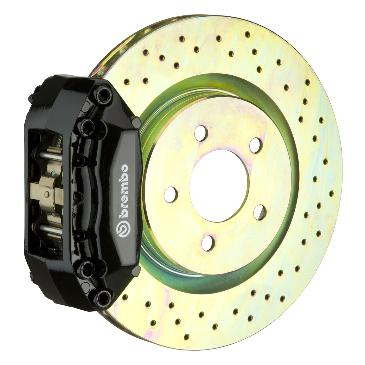Brembo GT Front Big Brake Kit, 4-Piston Black Calipers, 330x28mm Drilled Rotors, Fits 2005-2019 Volkswagen GTI and more 1A4.6008A1