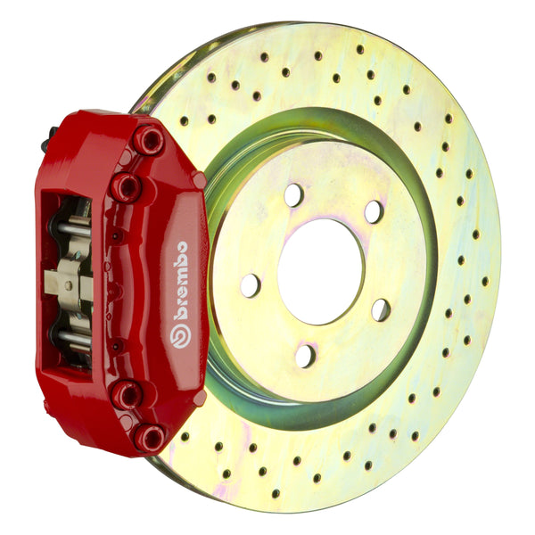Brembo GT Front Big Brake Kit, 4-Piston Red Calipers, 330x28mm Drilled Rotors, Fits 2005-2019 Volkswagen GTI, Beetle, Jetta, Golf and more 1A4.6008A2