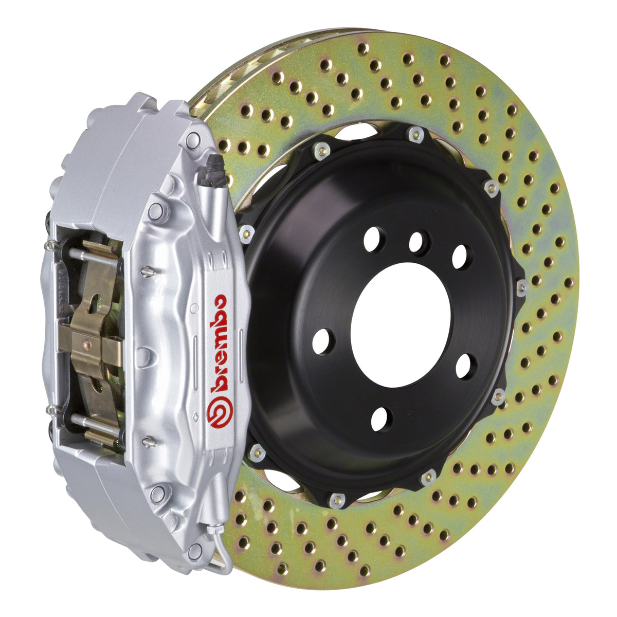 Brembo GT Rear Big Brake Kit, 4-Piston Silver Calipers, 355x32mm Drilled 2-Piece Rotors, Fits 1989-1999 Ferrari F355 GTS, 348 TS and more 2H1.8006A3