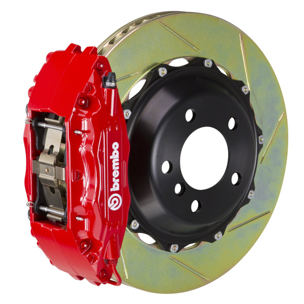 Brembo GT Front Big Brake Kit, 4-Piston Red Calipers, 355x32mm Type-1 Slotted 2-Piece Rotors, Fits 1997-2012 Porsche Boxster, Cayman, 911 1B2.8016A2