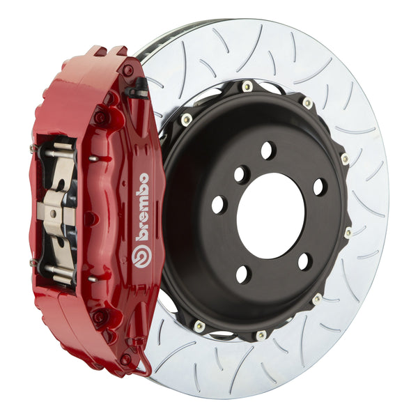 Brembo GT Front Big Brake Kit, 4-Piston Red Calipers, 355x32mm Type-3 Slotted 2-Piece Rotors, Fits 1994-2004 Ford Mustang 1B3.8001A2
