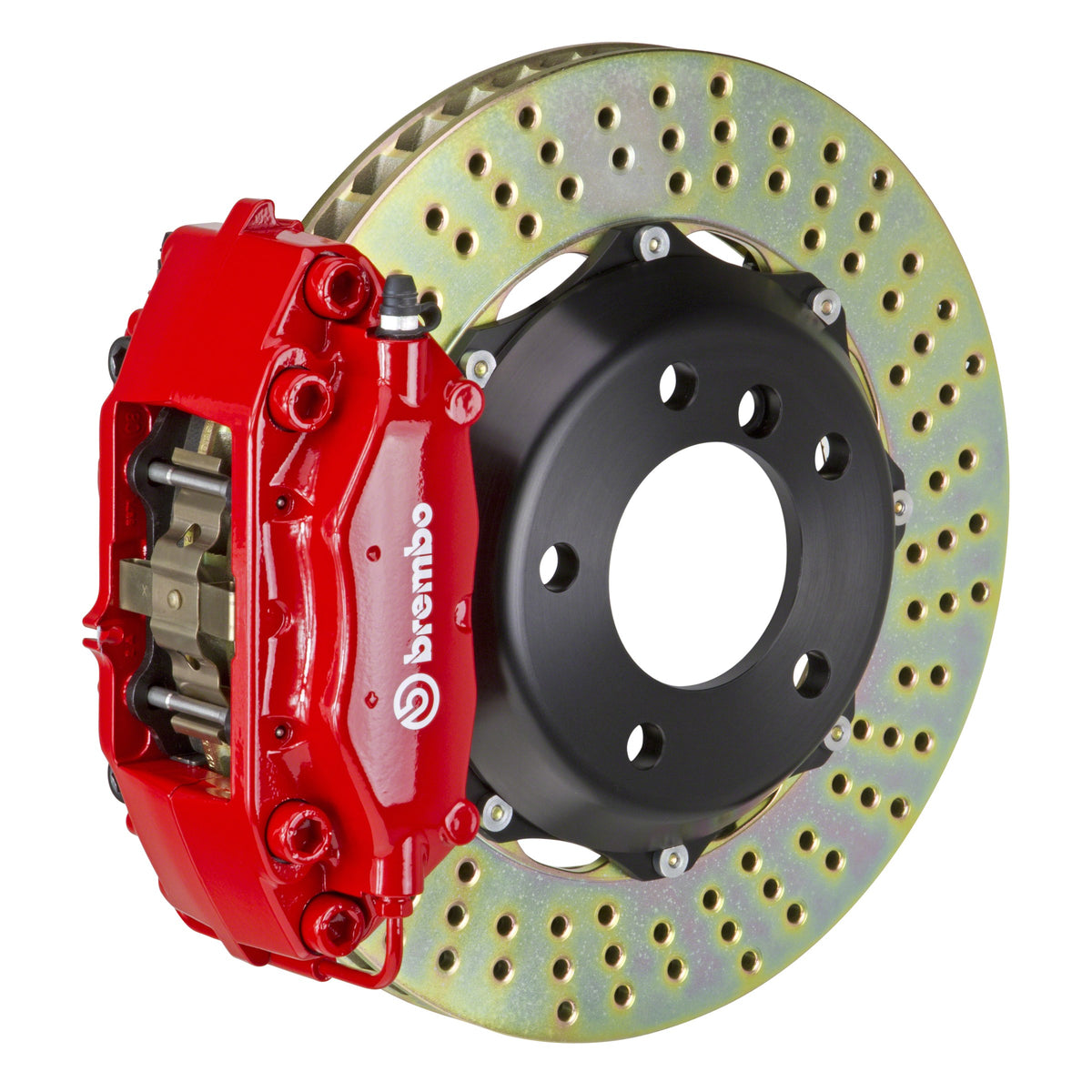 Brembo GT Rear Big Brake Kit, 4-Piston Red Calipers, 328x28mm Drilled 2-Piece Rotors, Fits 2000-2002 Audi S4 2C1.6001A2