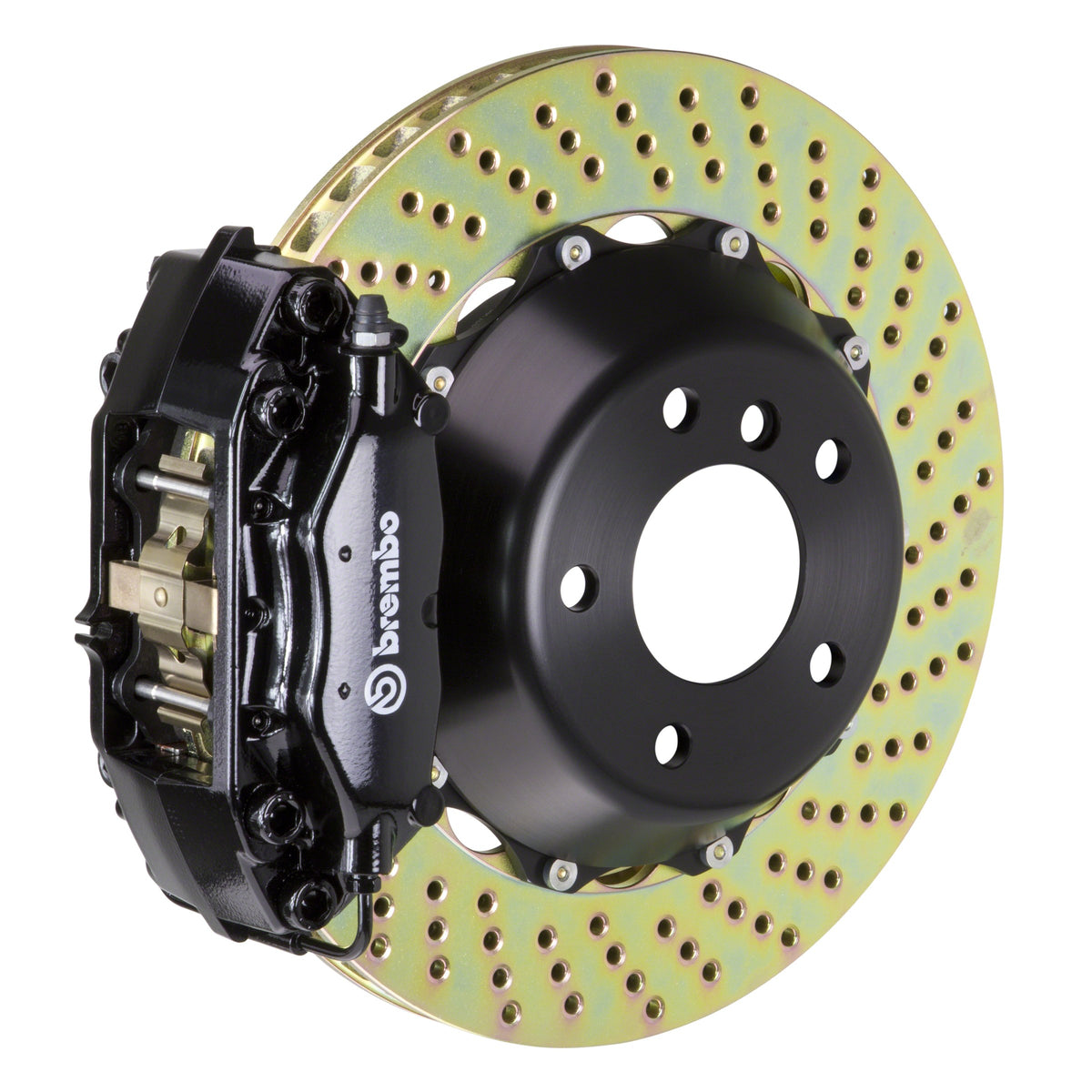 Brembo GT Rear Big Brake Kit, 4-Piston Black Calipers, 345x28mm Drilled 2-Piece Rotors, Fits 1993-1998 Toyota Supra 2C1.8012A1