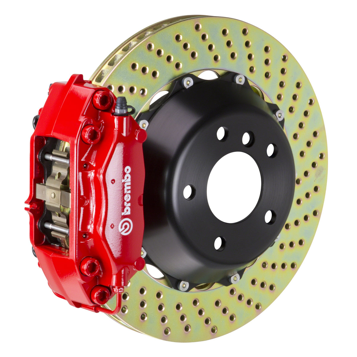 Brembo GT Rear Big Brake Kit, 4-Piston Red Calipers, 345x28mm Drilled 2-Piece Rotors, Fits 2000-2005 Mercedes-Benz ML500, ML55 AMG 2C1.8018A2