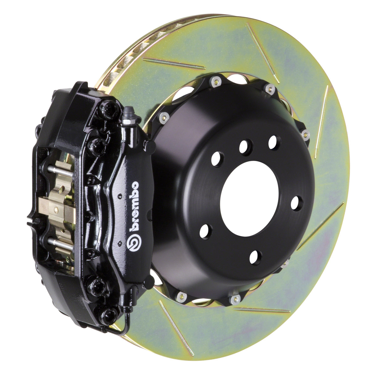Brembo GT Rear Big Brake Kit, 4-Piston Black Calipers, 345x28mm Type-1 Slotted 2-Piece Rotors, Fits 2004-2010 BMW 650i, 550i, 525i and more 2C2.8014A1