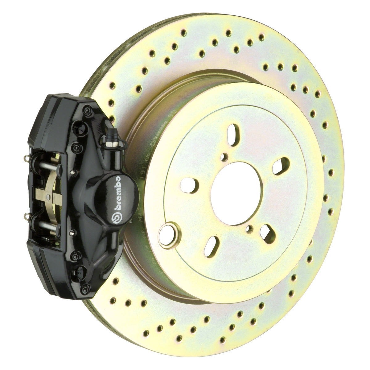 Brembo GT Rear Big Brake Kit, 2-Piston Black Calipers, 316x20mm Drilled Rotors, Fits 2008-2014 Subaru Impreza, Legacy 2E4.5002A1