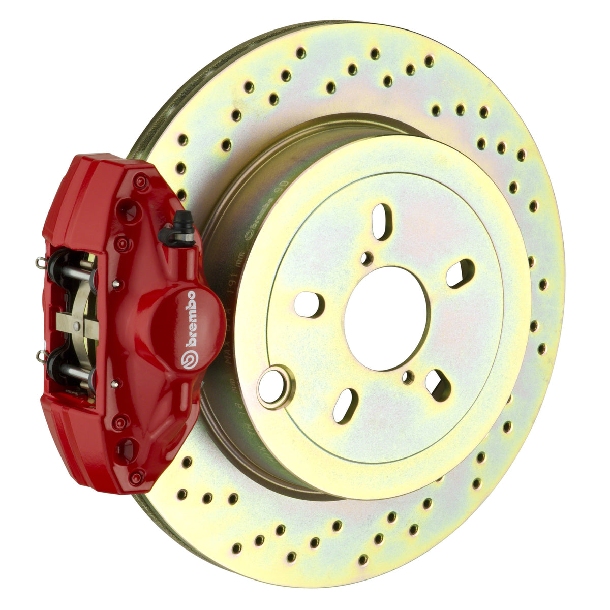 Brembo GT Rear Big Brake Kit, 2-Piston Red Calipers, 294x19mm Drilled Rotors, Fits 1999-2005 BMW 325i, 323i, 328i 2E4.4002A2