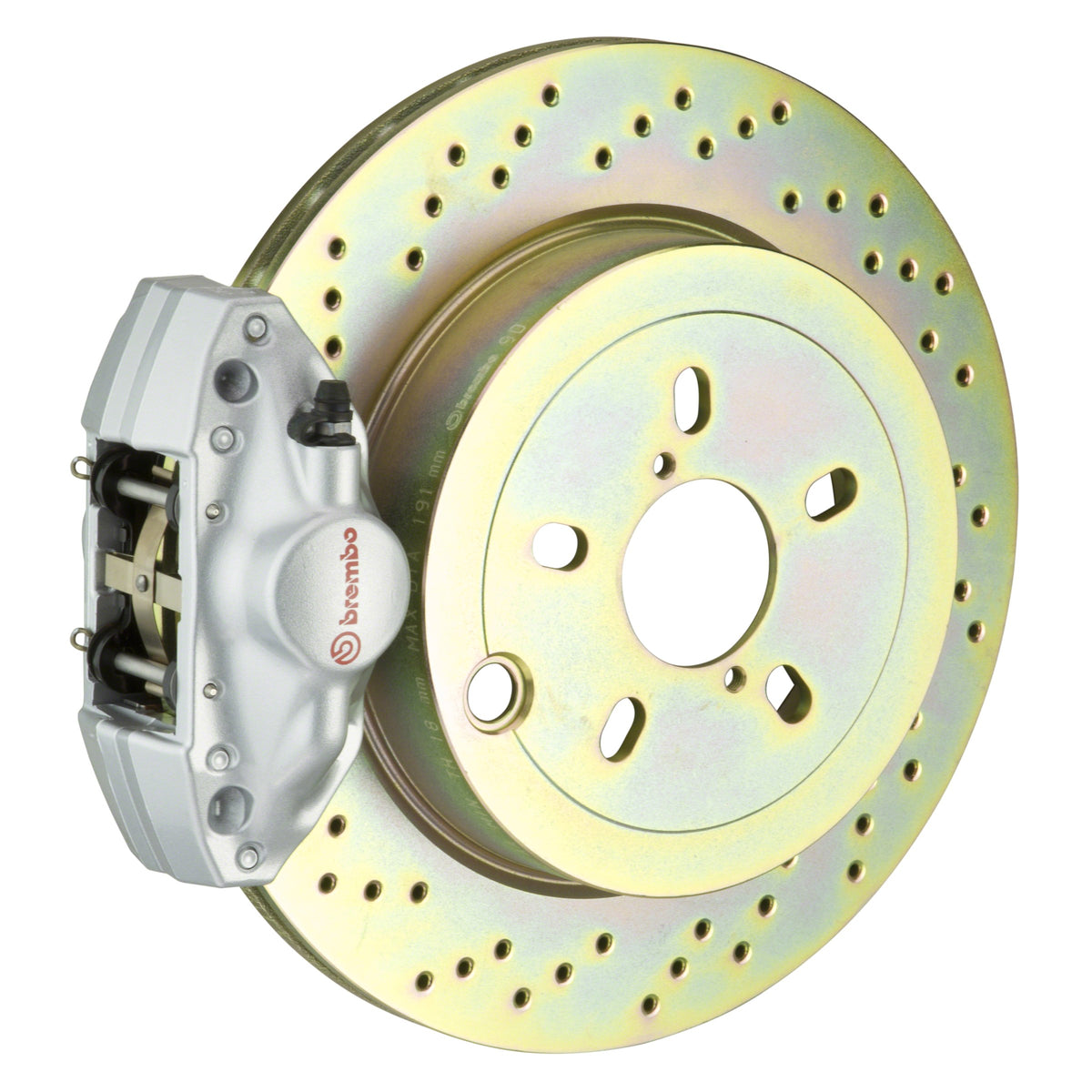 Brembo GT Rear Big Brake Kit, 2-Piston Silver Calipers, 294x19mm Drilled Rotors, Fits 1999-2005 BMW 325i, 323i, 328i 2E4.4002A3