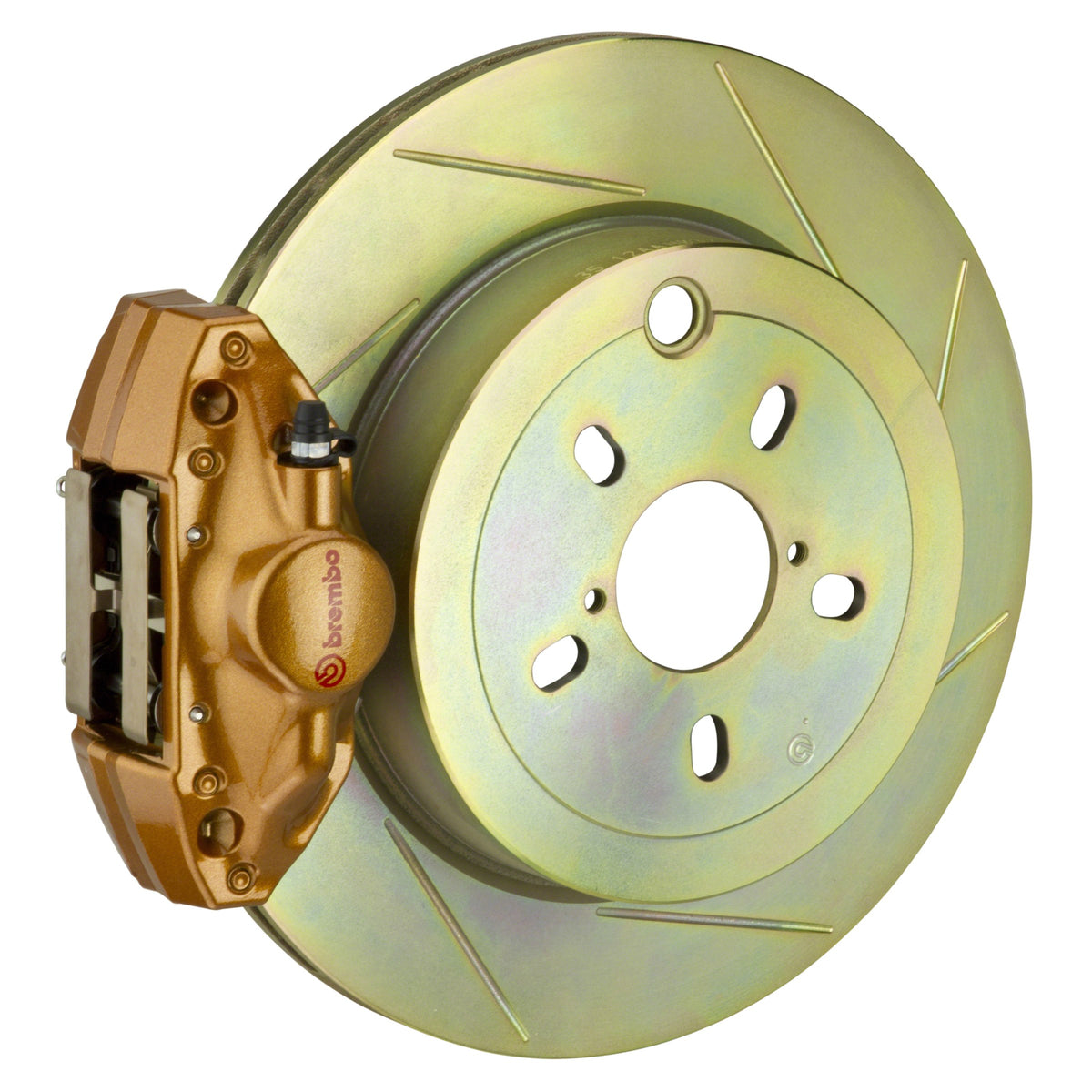 Brembo GT Rear Big Brake Kit, 2-Piston Gold Calipers, 316x20mm Type-1 Slotted Rotors, Fits 2002-2007 Subaru Impreza 2E5.5001A4