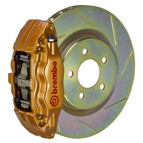 Brembo GT Front Big Brake Kit, 4-Piston Gold Calipers, 326x30mm Type-1 Slotted Rotors, Fits 2002-2014 Subaru Impreza, Legacy 1E5.6002A4