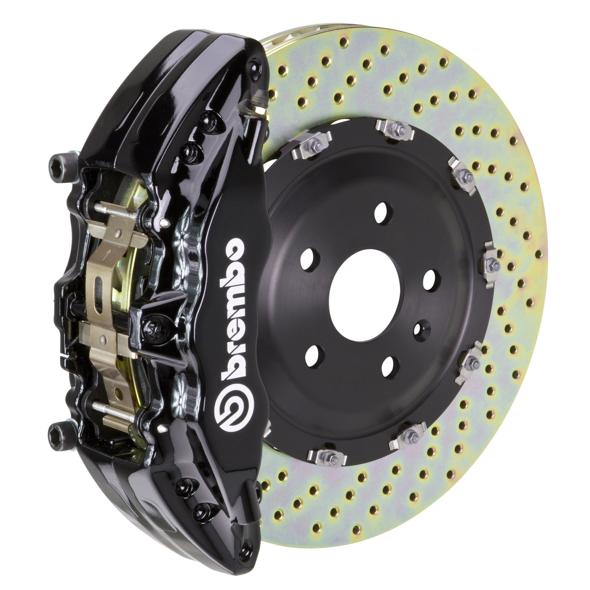 Brembo GT Front Big Brake Kit, 6-Piston Black Calipers, 380x34mm Drilled 2-Piece Rotors, Fits 2007-2009 Chevrolet Avalanche and more 1J1.9008A1
