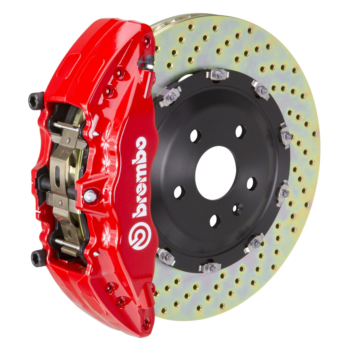 Brembo GT Front Big Brake Kit, 6-Piston Red Calipers, 380x34mm Drilled 2-Piece Rotors, Fits 2021-2024 Ford F-150 1J1.9025A2