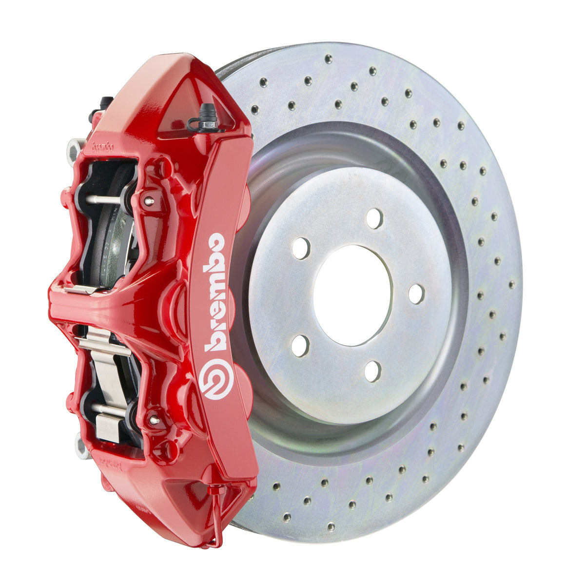 Brembo GT Front Big Brake Kit, 6-Piston Red Calipers, 355x32mm Drilled Rotors, Fits 2016-2024 Chevrolet Camaro 1L4.8018A2