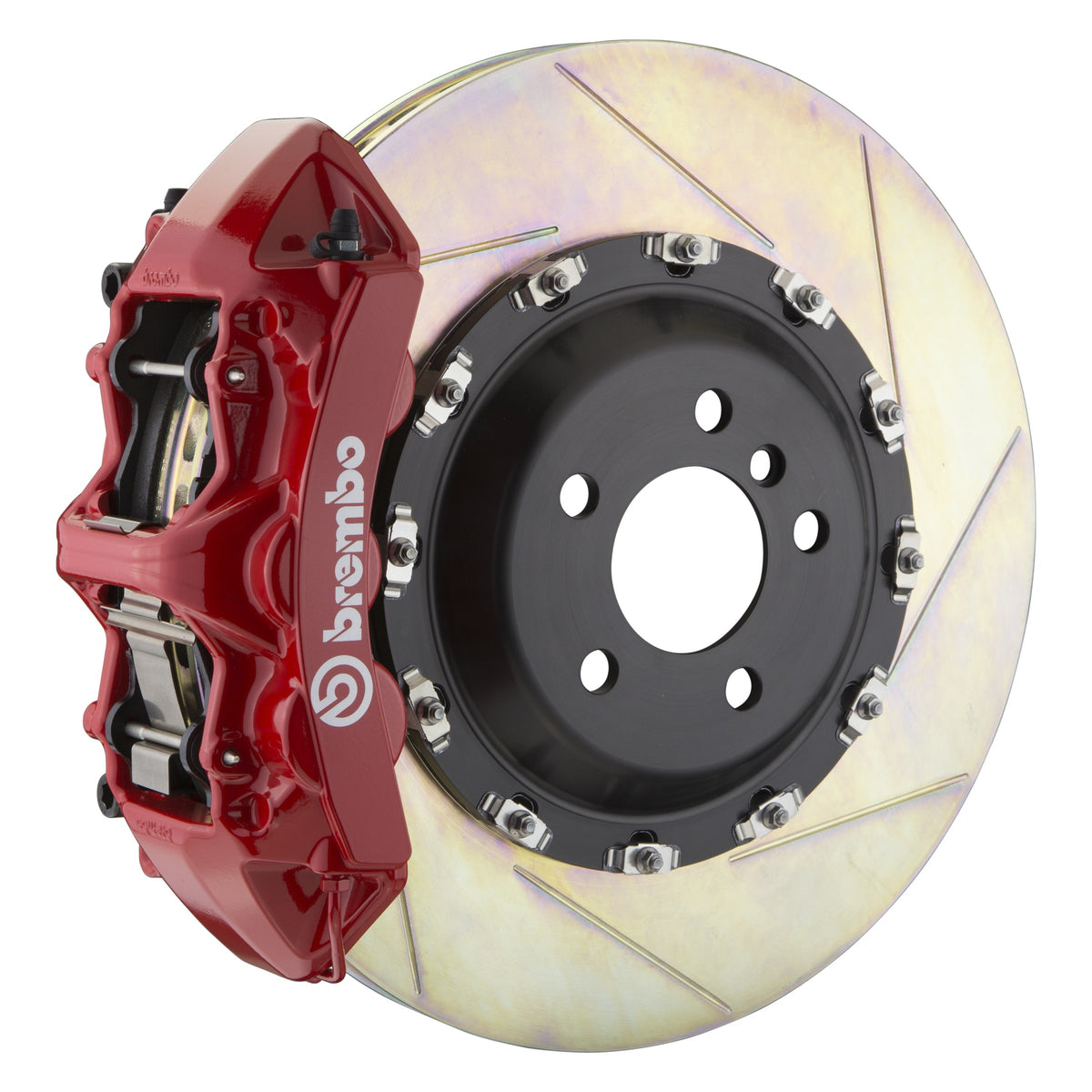 Brembo GT Front Big Brake Kit, 6-Piston Red Calipers, 411x34mm Type-1 Slotted 2-Piece Rotors, Fits 2003-2018 Bentley Continental 1L2.9501A2