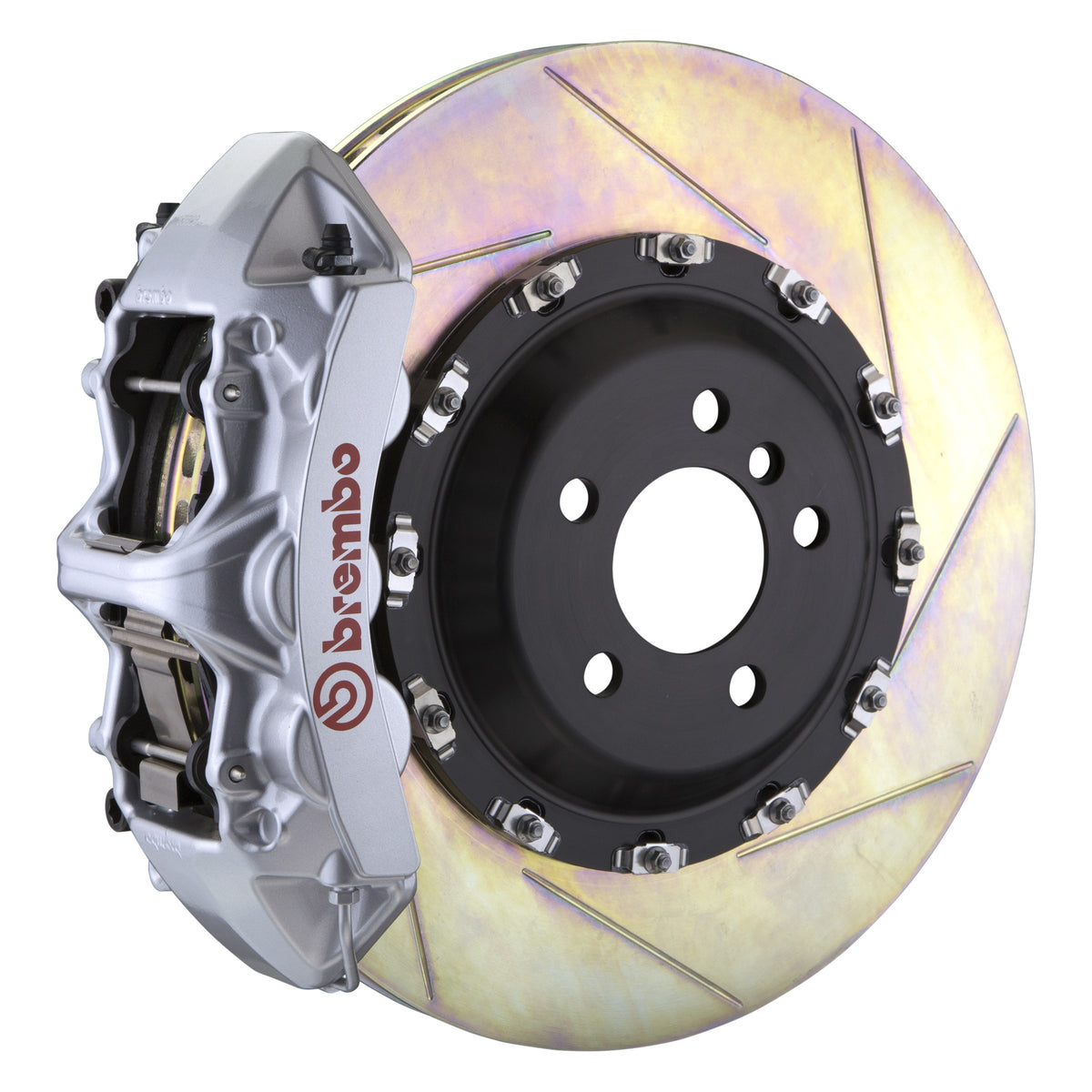 Brembo GT Front Big Brake Kit, 6-Piston Silver Calipers, 411x34mm Type-1 Slotted 2-Piece Rotors, Fits 2003-2018 Bentley Continental 1L2.9501A3