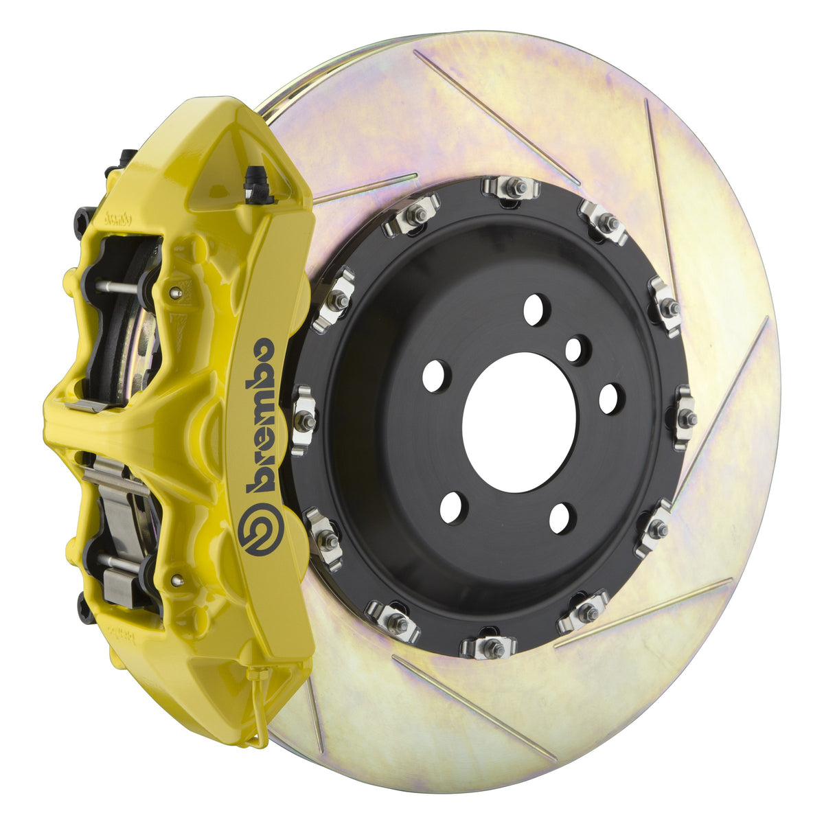 Brembo GT Front Big Brake Kit, 6-Piston Yellow Calipers, 411x34mm Type-1 Slotted 2-Piece Rotors, Fits 2003-2018 Bentley Continental 1L2.9501A5