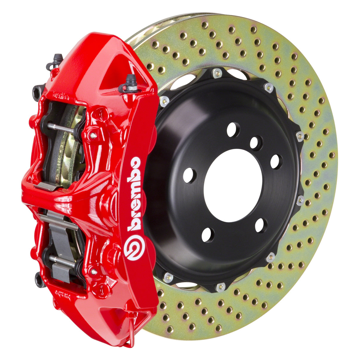 Brembo GT Front Big Brake Kit, 6-Piston Red Calipers, 355x32mm Drilled 2-Piece Rotors, Fits 1989-1999 Ferrari F355 GTS, 348 TS and more 1M1.8062A2