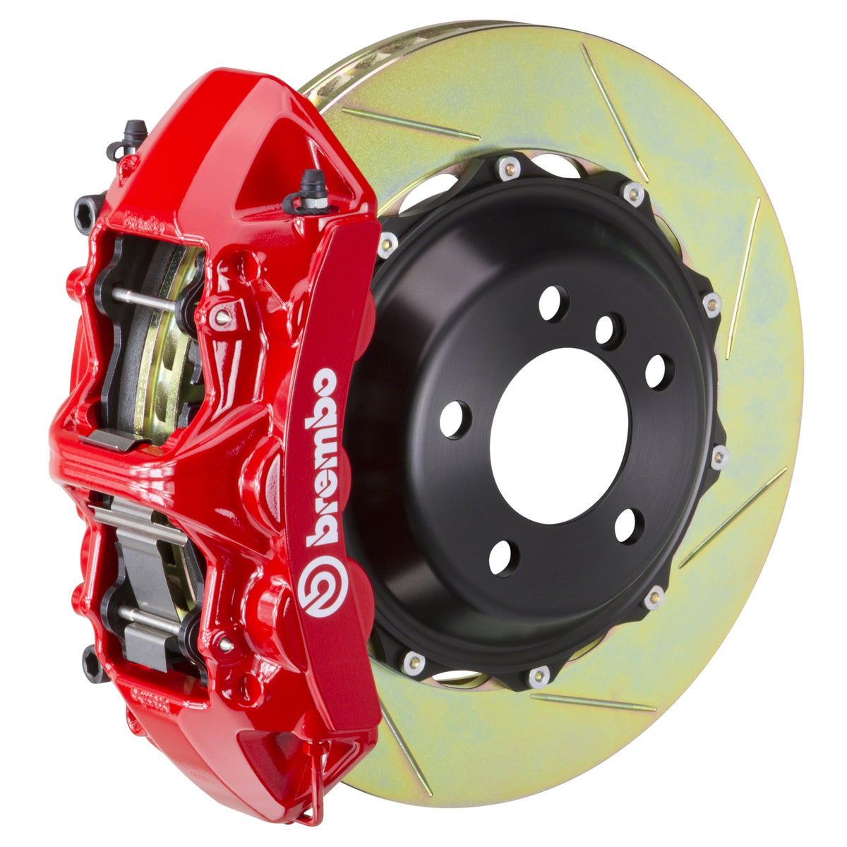 Brembo GT Front Big Brake Kit, 6-Piston Red Calipers, 355x32mm Type-1 Slotted 2-Piece Rotors, Fits 2000-2008 Audi A4, A4 Quattro, S4 1M2.8011A2