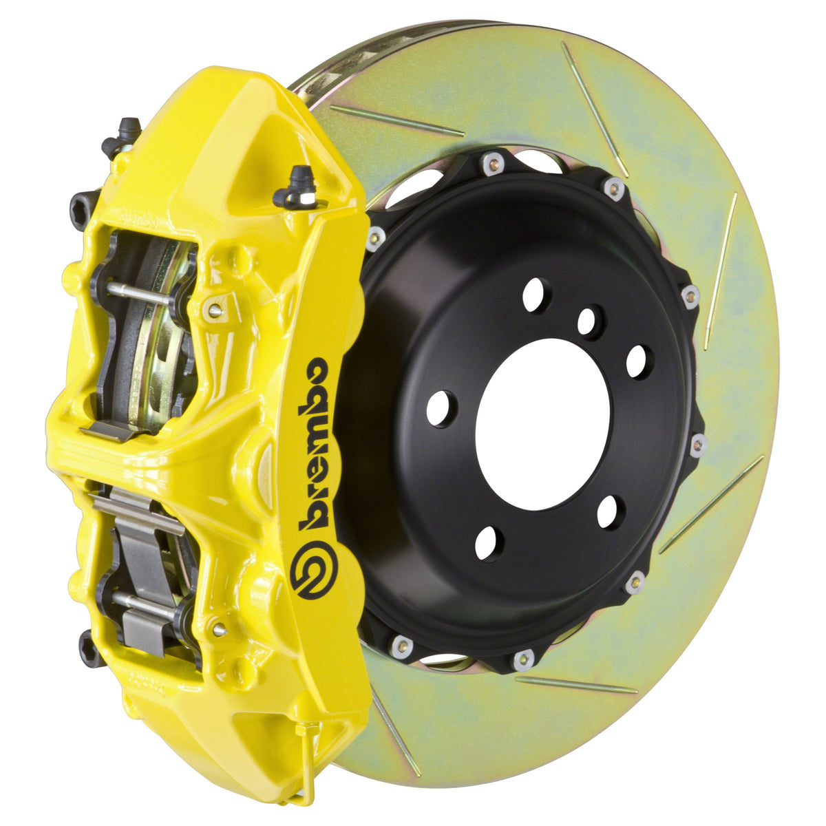Brembo GT Front Big Brake Kit, 6-Piston Yellow Calipers, 355x32mm Type-1 Slotted 2-Piece Rotors, Fits 2004-2008 Audi S4 1M2.8032A5