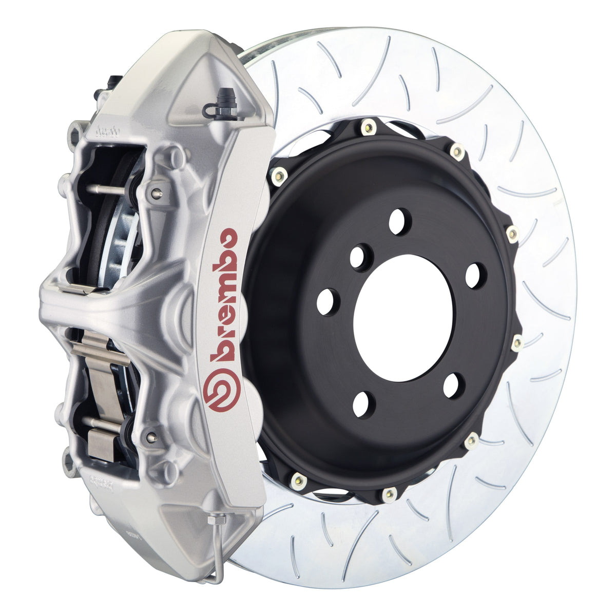 Brembo GT Front Big Brake Kit, 6-Piston Silver Calipers, 355x32mm Type-3 Slotted 2-Piece Rotors, Fits 2000-2008 Audi A4, A4 Quattro, S4 1M3.8011A3