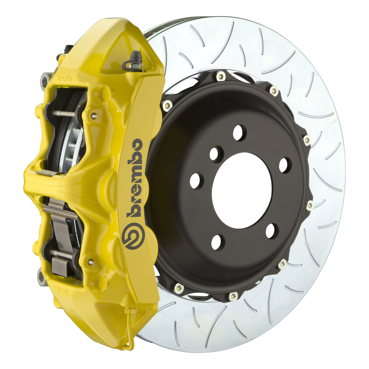 Brembo GT Front Big Brake Kit, 6-Piston Yellow Calipers, 380x32mm Type-3 Slotted 2-Piece Rotors, Fits 2005-2014 Ford Mustang 1M3.9030A5