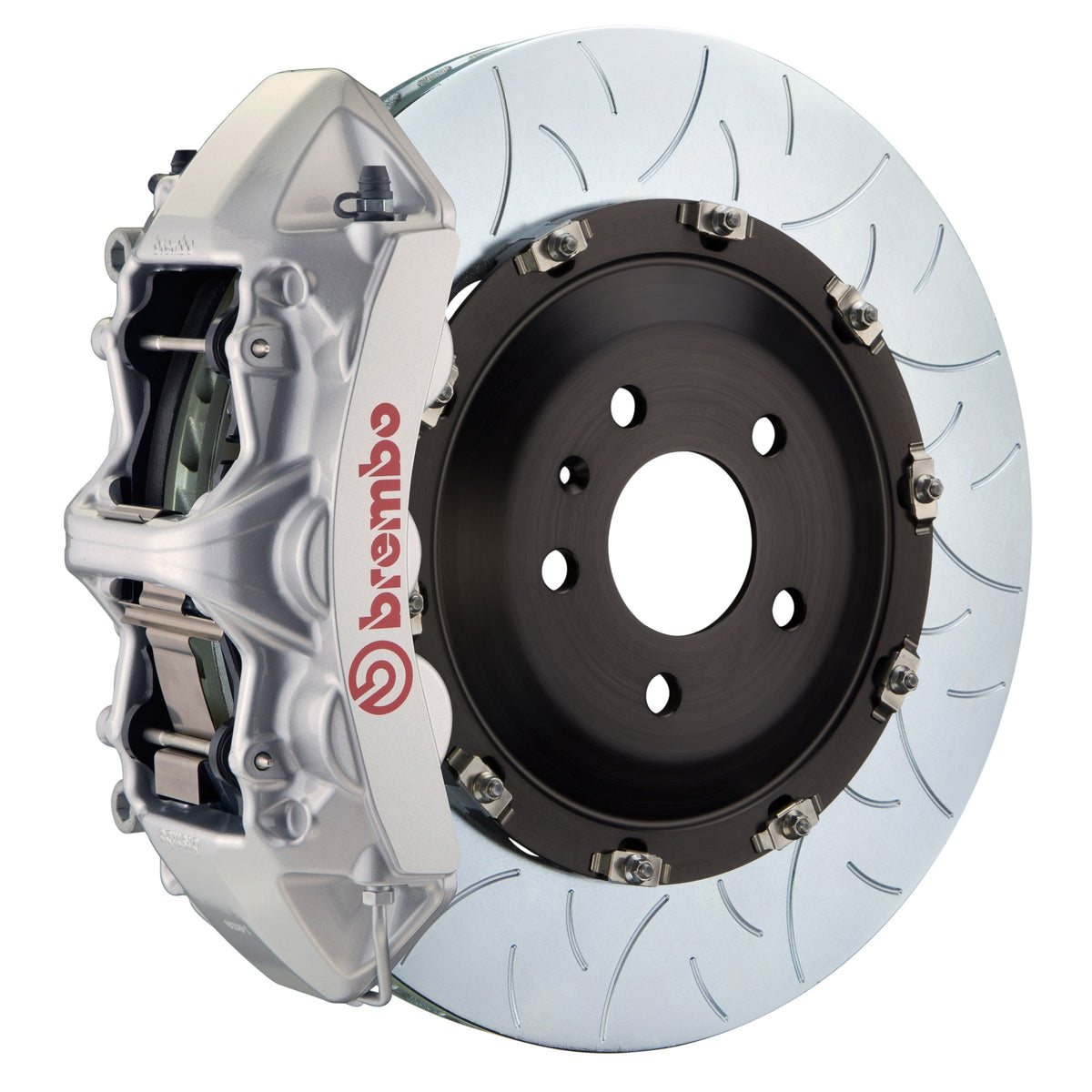 Brembo GT Front Big Brake Kit, 6-Piston Silver Calipers, 380x34mm Type-3 Slotted 2-Piece Rotors, Fits 2014-2015 Audi A6 1N3.9027A3