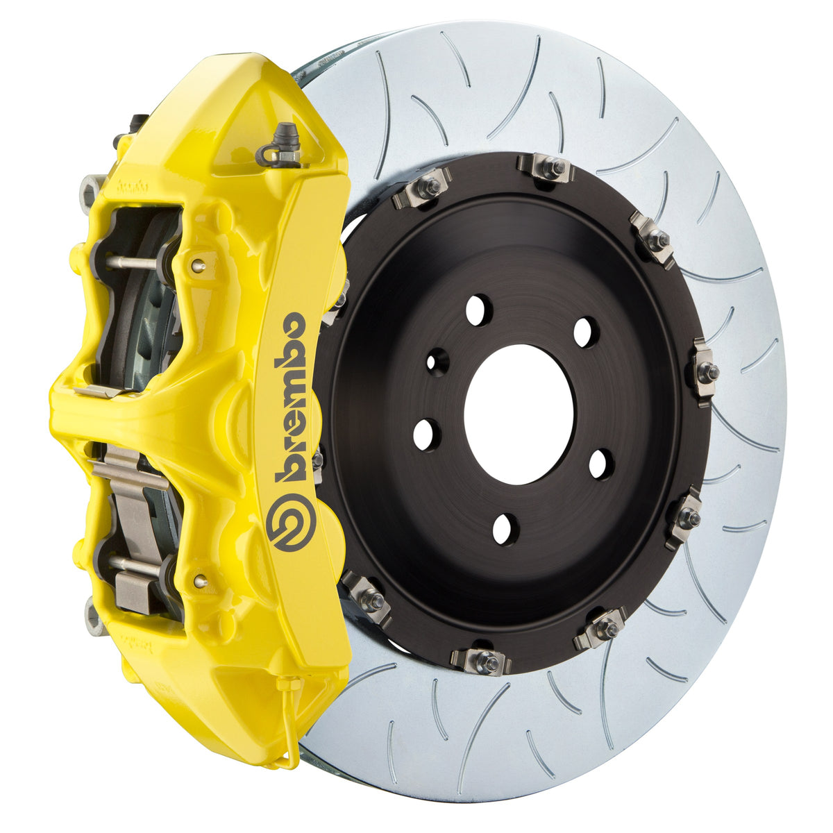 Brembo GT Front Big Brake Kit, 6-Piston Yellow Calipers, 380x34mm Type-3 Slotted 2-Piece Rotors, Fits 2006-2011 Audi A6 1N3.9032A5