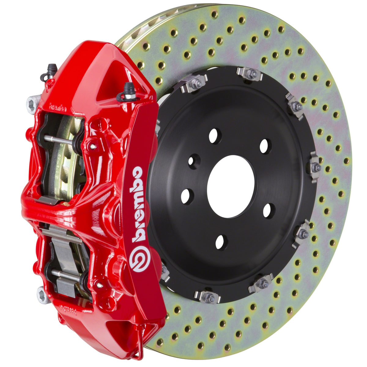 Brembo GT Front Big Brake Kit, 6-Piston Red Calipers, 380x34mm Drilled 2-Piece Rotors, Fits 2017-2023 BMW 530i, 530i xDrive and more 1N1.9058A2