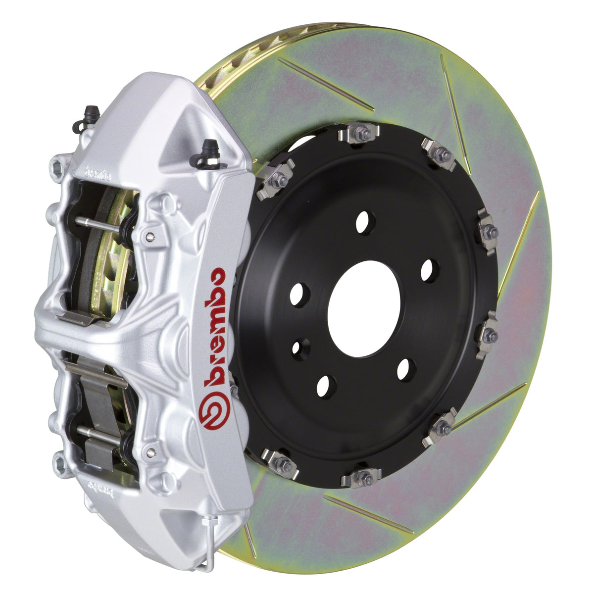 Brembo GT Front Big Brake Kit, 6-Piston Silver Calipers, 380x34mm Type-1 Slotted 2-Piece Rotors, Fits 2011-2023 Dodge Challenger and more 1N2.9044A3