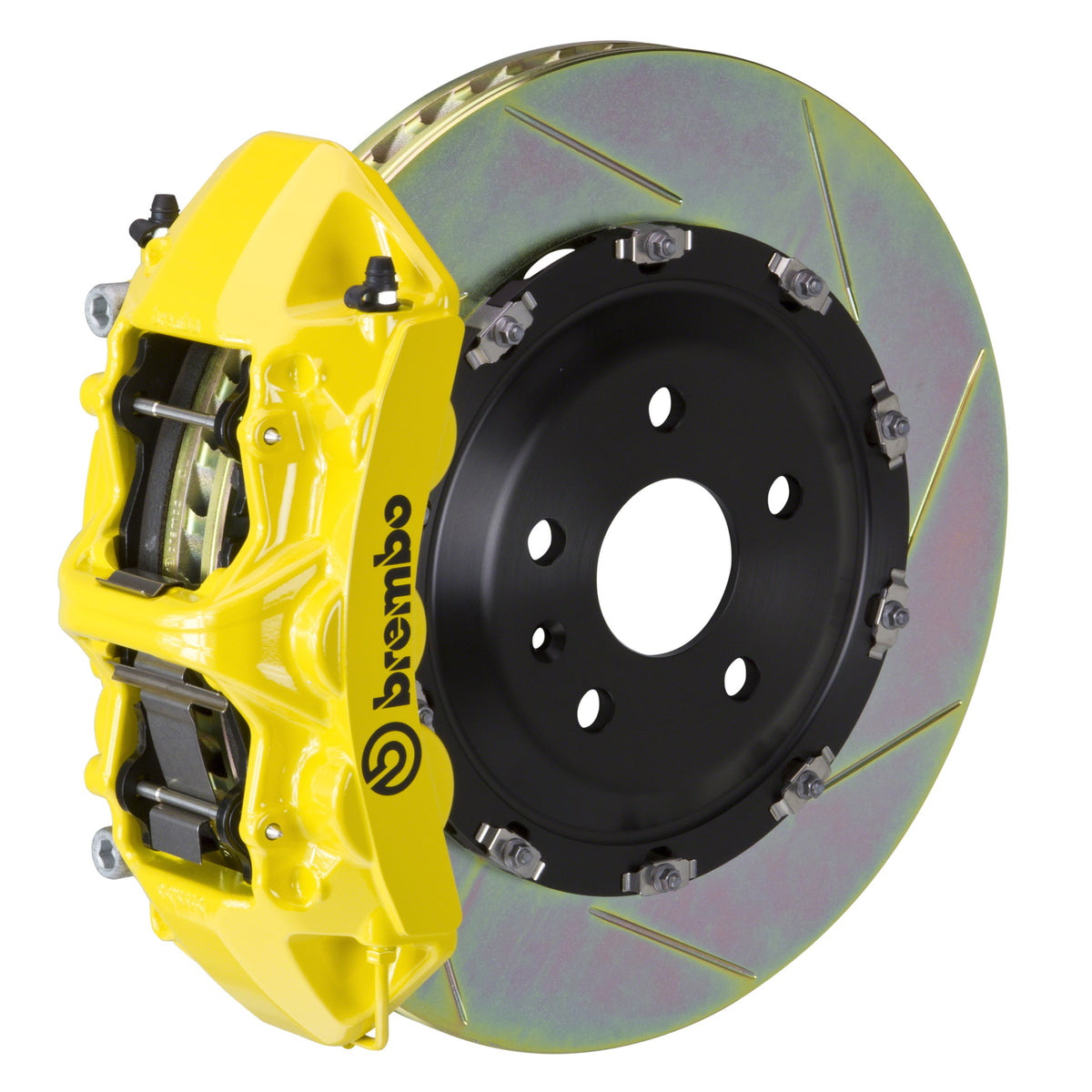 Brembo GT Front Big Brake Kit, 6-Piston Yellow Calipers, 380x34mm Type-1 Slotted 2-Piece Rotors, Fits 2015-2021 Mercedes-Benz C300 1N2.9052A5
