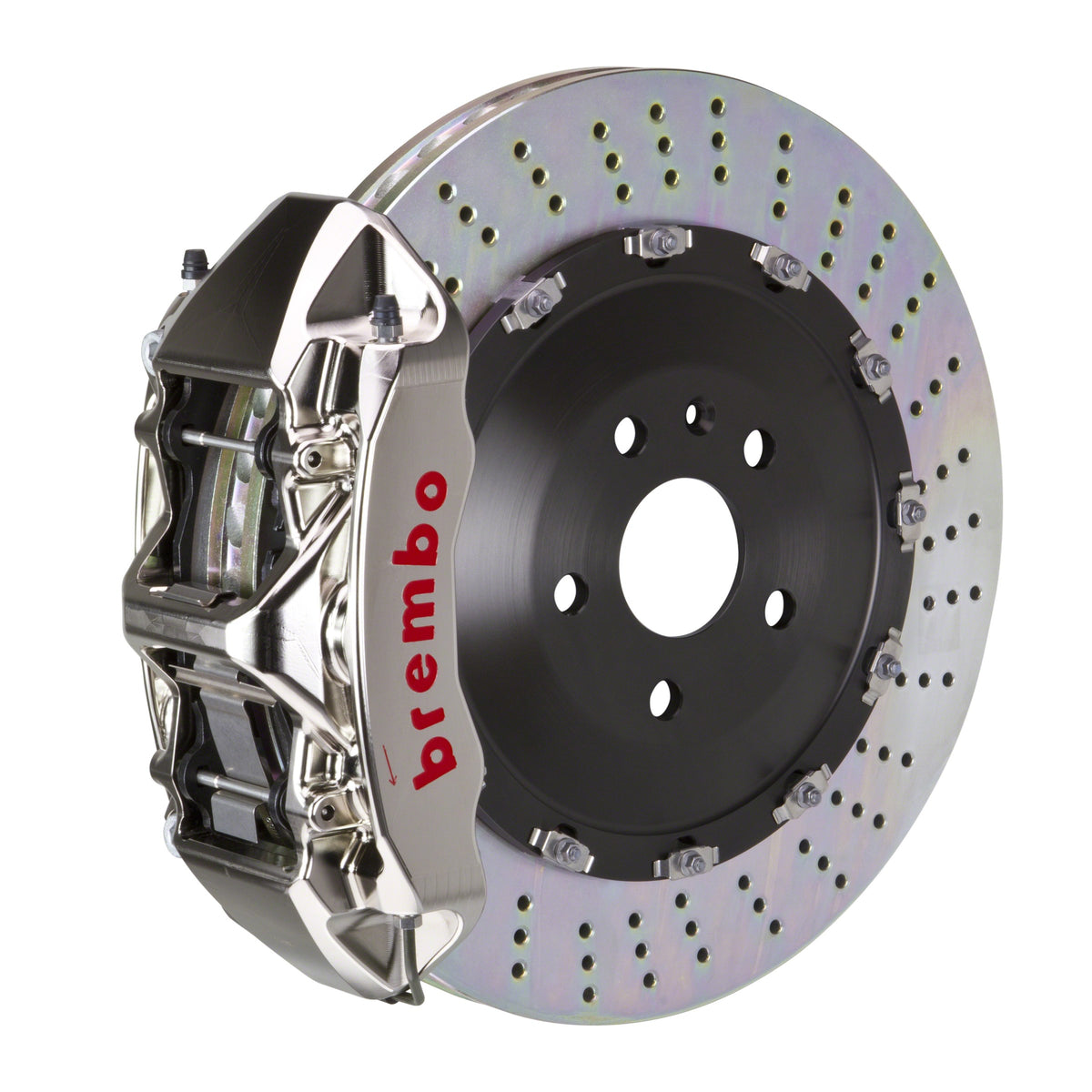Brembo GT-R Front Big Brake Kit, 6-Piston Nickel Plated Calipers, 405x34mm Drilled 2-Piece Rotors, Fits 2016-2020 Jaguar F-Type 1N1.9541AR