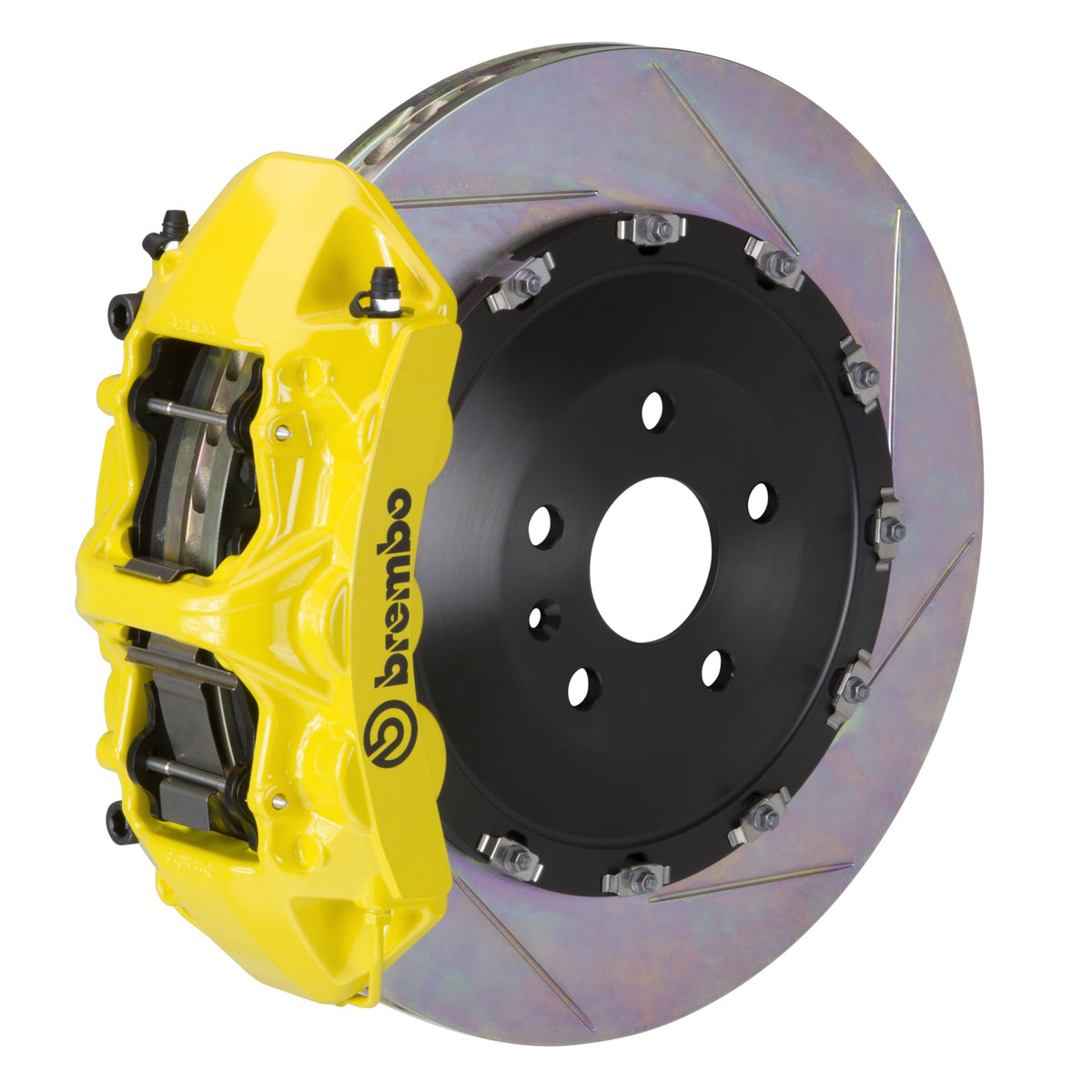 Brembo GT Front Big Brake Kit, 6-Piston Yellow Calipers, 405x34mm Type-1 Slotted 2-Piece Rotors, Fits 2003-2010 Porsche Cayenne 1N2.9501A5