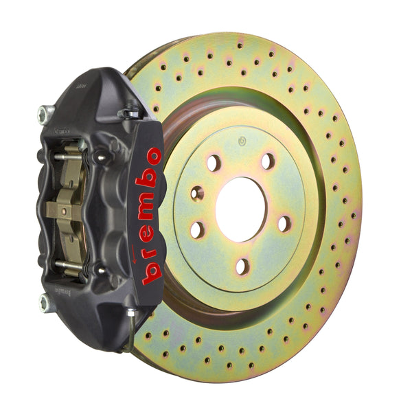 Brembo GT-S Front Big Brake Kit, 4-Piston Black Hard Anodized Calipers, 336x28mm Drilled Rotors, Fits 2011-2018 Ford Focus 1P4.7002AS