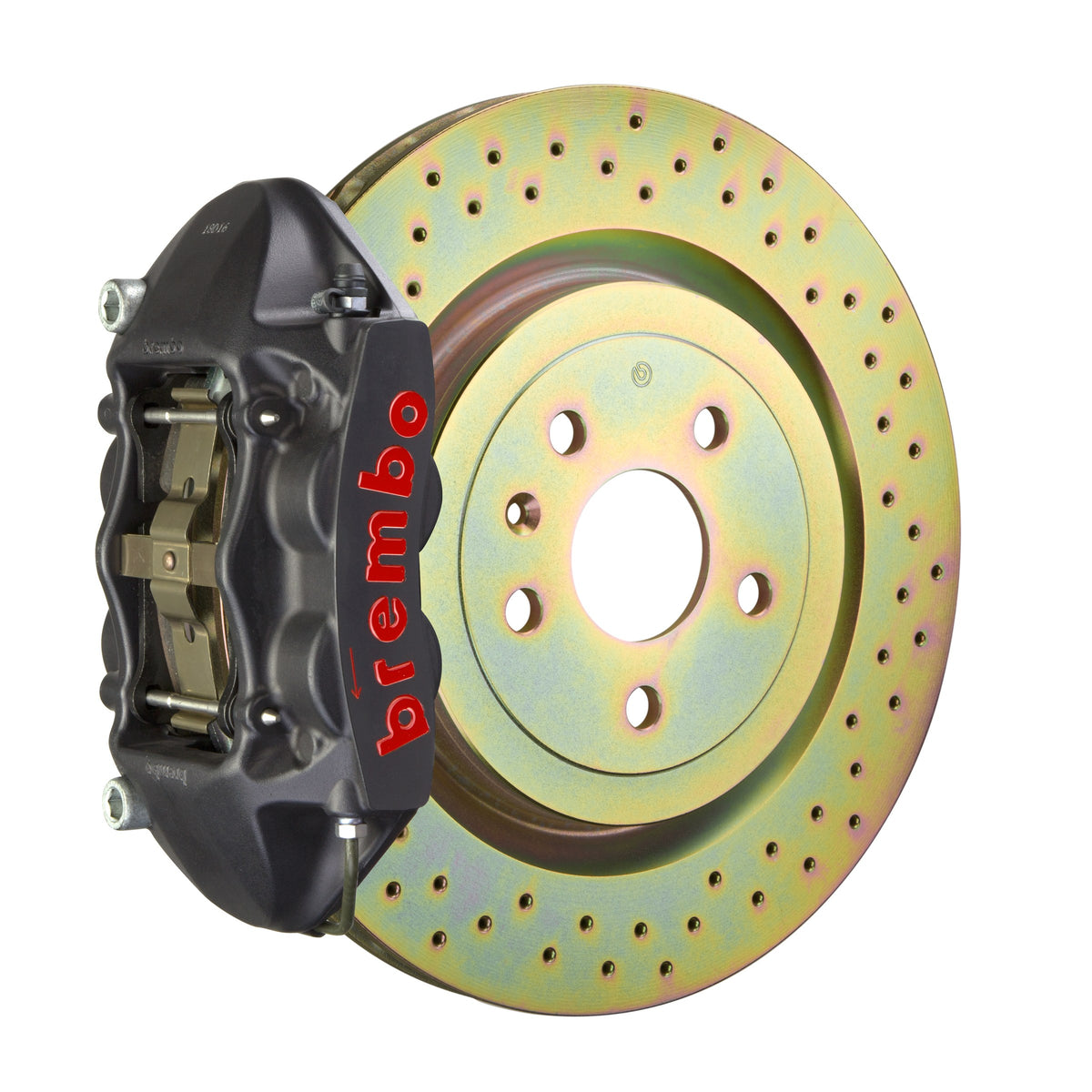 Brembo GT-S Rear Big Brake Kit, 4-Piston Black Hard Anodized Calipers, 365x28mm Drilled Rotors, Fits 2016-2024 Chevrolet Camaro 2P4.8503AS