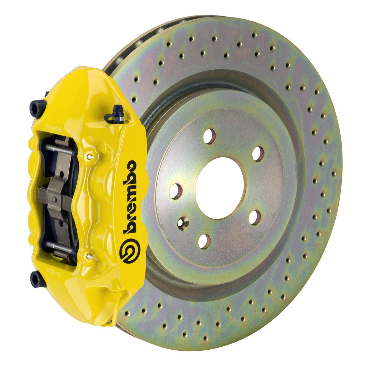 Brembo GT Rear Big Brake Kit, 4-Piston Yellow Calipers, 365x28mm Drilled Rotors, Fits 2016-2024 Chevrolet Camaro 2P4.8503A5