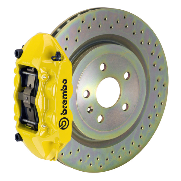 Brembo GT Rear Big Brake Kit, 4-Piston Yellow Calipers, 365x28mm Drilled Rotors, Fits 2016-2024 Chevrolet Camaro 2P4.8503A5