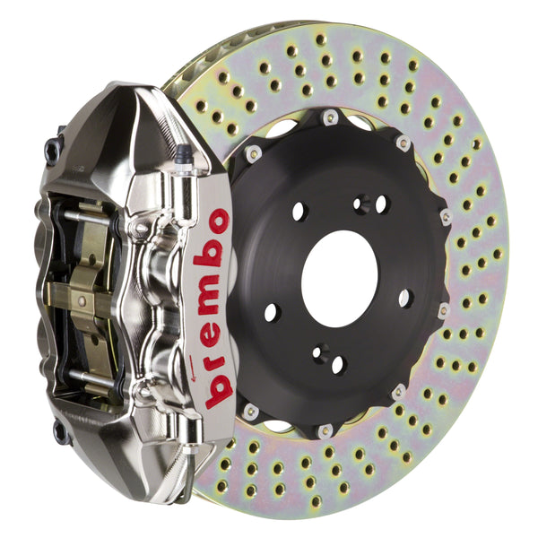 Brembo GT-R Rear Big Brake Kit, 4-Piston Nickel Plated Calipers, 328x28mm Drilled 2-Piece Rotors, Fits 2008-2015 Audi TTS Quattro and more 2P1.6007AR