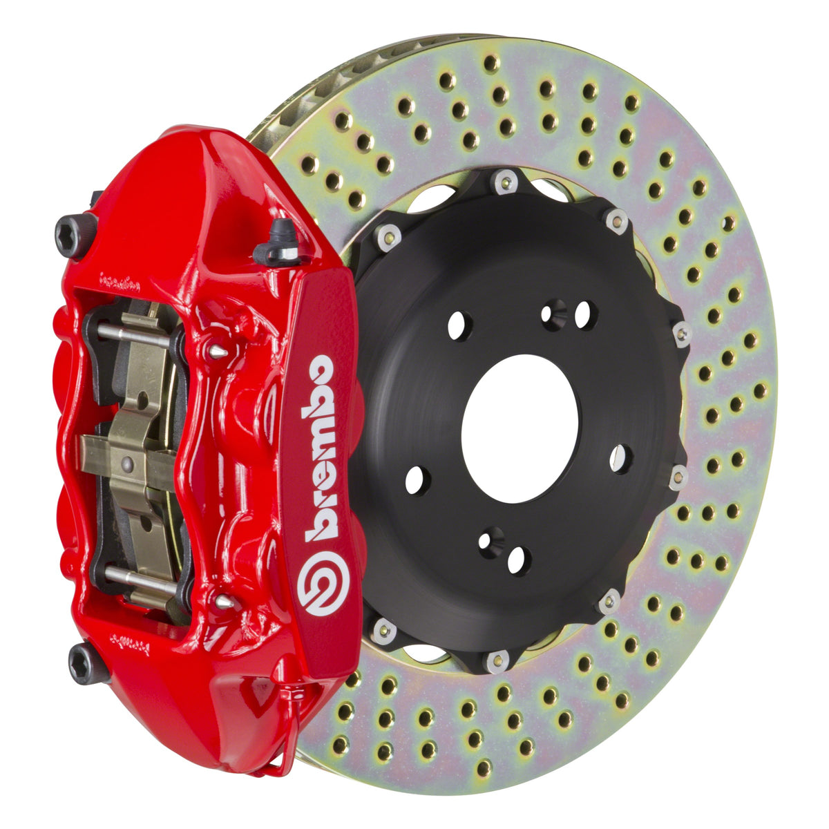 Brembo GT Rear Big Brake Kit, 4-Piston Red Calipers, 328x28mm Drilled 2-Piece Rotors, Fits 2000-2005 Honda S2000 2P1.6009A2