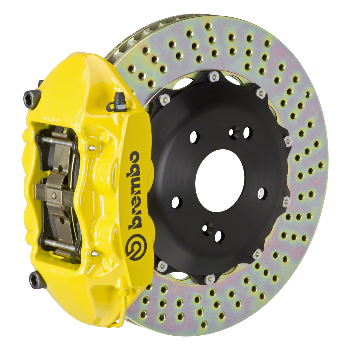 Brembo GT Rear Big Brake Kit, 4-Piston Yellow Calipers, 328x28mm Drilled 2-Piece Rotors, Fits 2008-2015 Audi TTS Quattro and more 2P1.6007A5
