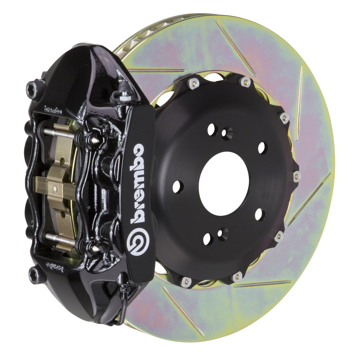 Brembo GT Rear Big Brake Kit, 4-Piston Black Calipers, 328x28mm Type-1 Slotted 2-Piece Rotors, Fits 2000-2005 Honda S2000 2P2.6009A1