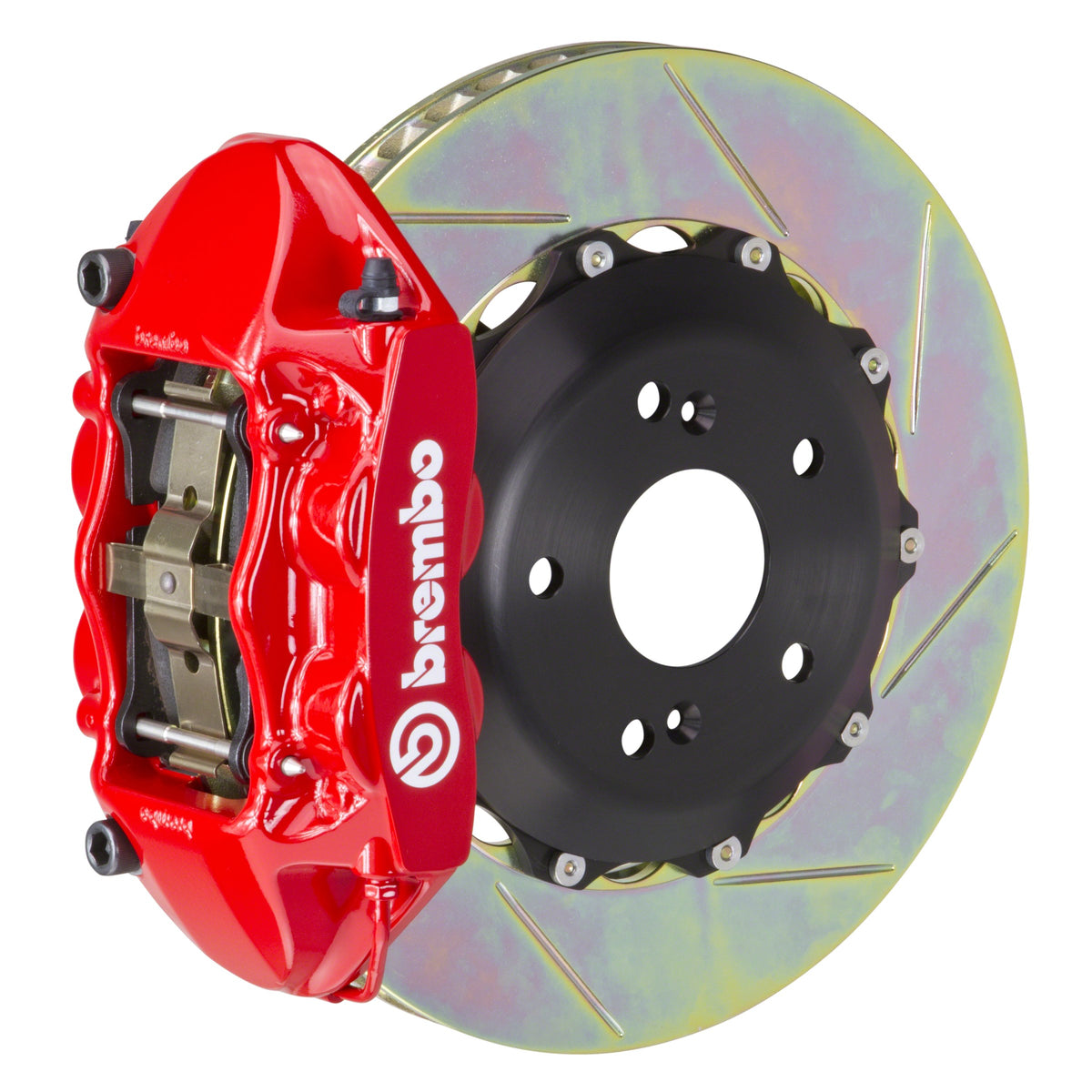 Brembo GT Rear Big Brake Kit, 4-Piston Red Calipers, 328x28mm Type-1 Slotted 2-Piece Rotors, Fits 2006-2009 Honda S2000 2P2.6010A2