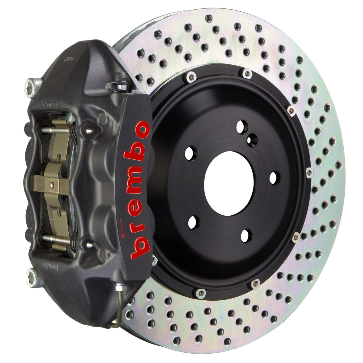 Brembo GT-S Rear Big Brake Kit, 4-Piston Black Hard Anodized Calipers, 345x28mm Drilled 2-Piece Rotors, Fits INFINITI FX50 and more 2P1.8037AS