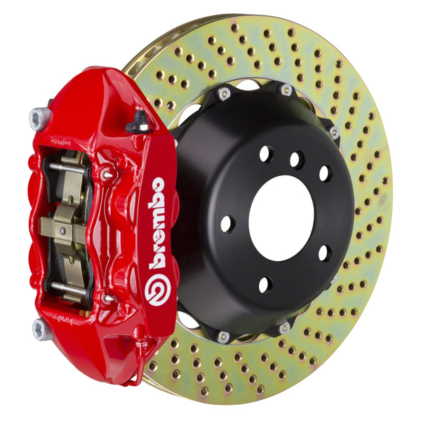 Brembo GT Front Big Brake Kit, 4-Piston Red Calipers, 345x28mm Drilled 2-Piece Rotors, Fits 2013-2017 Hyundai Veloster 1P1.8003A2