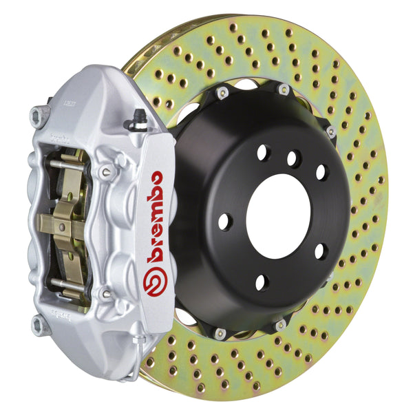 Brembo GT Front Big Brake Kit, 4-Piston Silver Calipers, 345x28mm Drilled 2-Piece Rotors, Fits 2019-2024 Mazda 3 1P1.8006A3