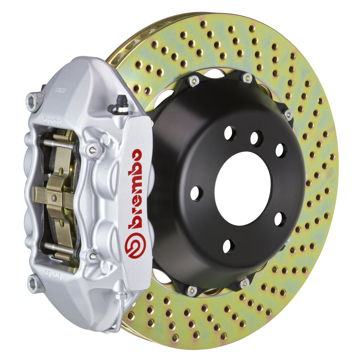 Brembo GT Rear Big Brake Kit, 4-Piston Silver Calipers, 380x28mm Drilled 2-Piece Rotors, Fits 2005-2008 Maserati Quattroporte, GranTurismo 2P1.9007A3