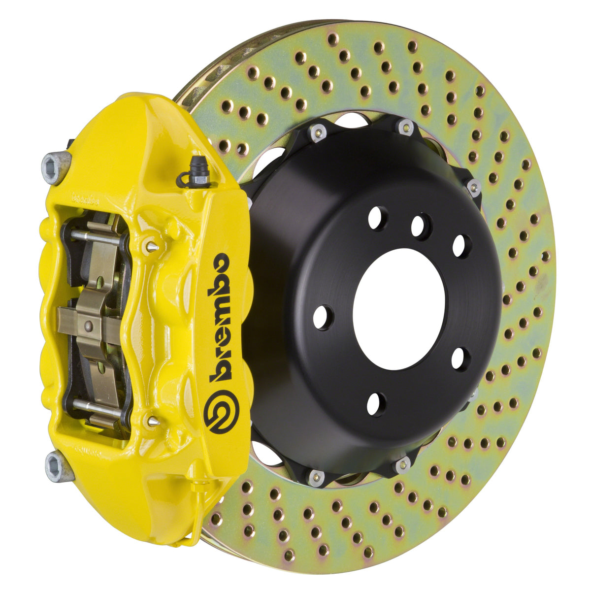 Brembo GT Rear Big Brake Kit, 4-Piston Yellow Calipers, 380x28mm Drilled 2-Piece Rotors, Fits 2015-2017 Ford F-150 2P1.9050A5