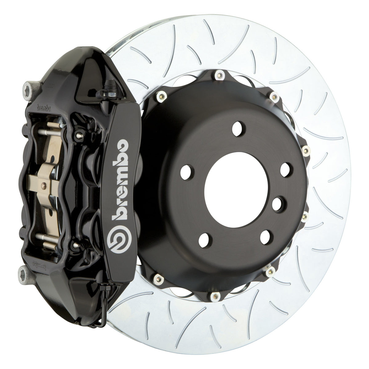 Brembo GT Rear Big Brake Kit, 4-Piston Black Calipers, 380x28mm Type-3 Slotted 2-Piece Rotors, Fits 2004-2016 Rolls-Royce Phantom 2P3.9029A1