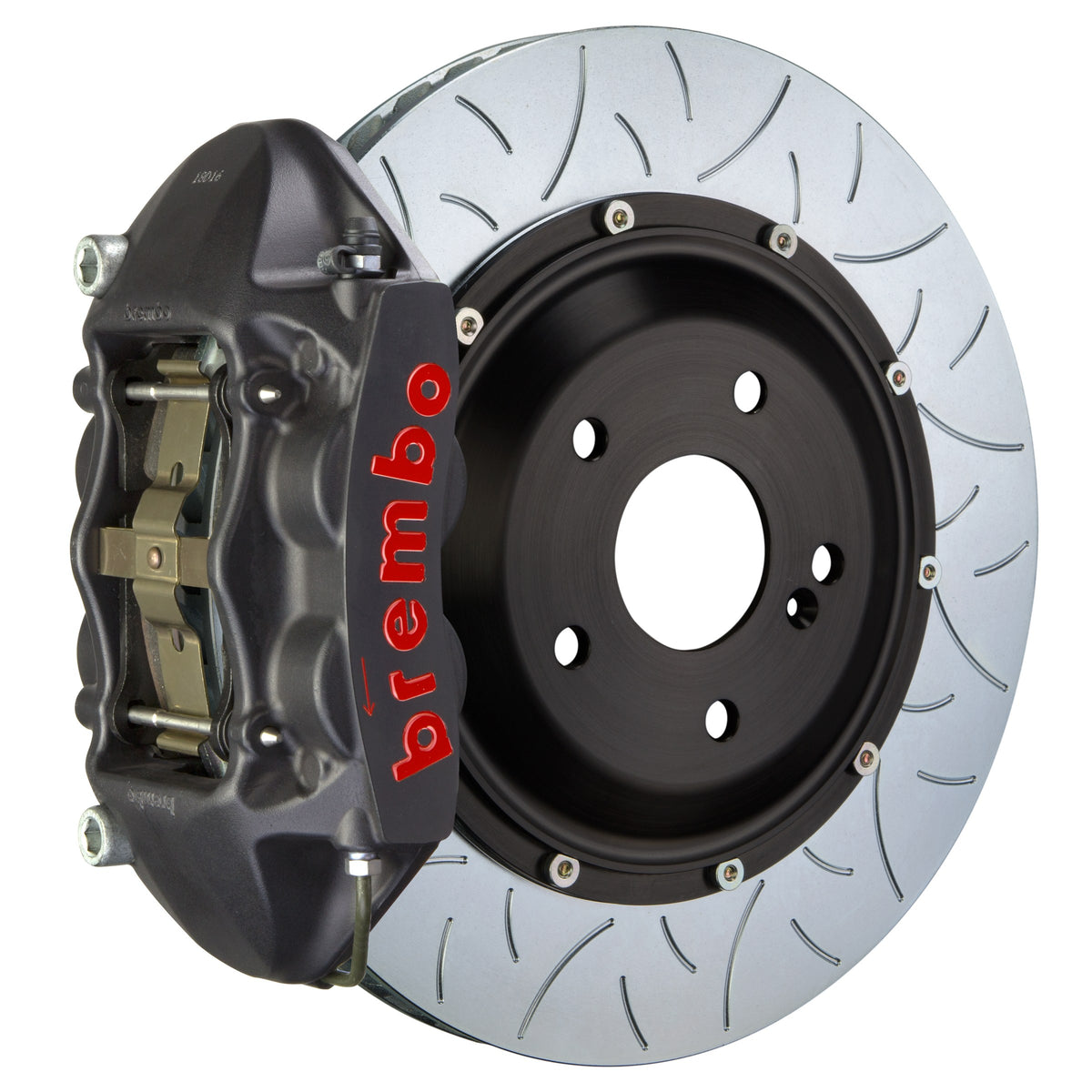 Brembo GT-S Rear Big Brake Kit, 4-Piston Black Hard Anodized Calipers, 345x28mm Type-3 Slotted 2-Piece Rotors 2P3.8027AS