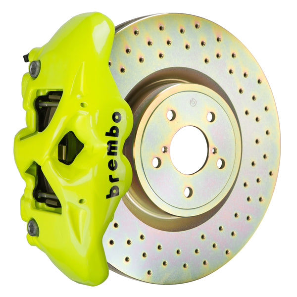 Brembo GT Front Big Brake Kit, 4-Piston Fluorescent Yellow Calipers, 326x30mm Drilled Rotors, Fits 2013-2024 Subaru BRZ and more 1S4.6003A7